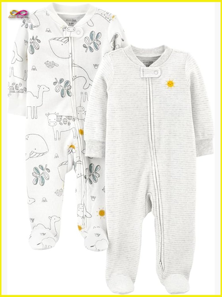 Unisex Baby Thermal Footed Sleep And Play 2-Pack Long Sleeve One Piece Zipper